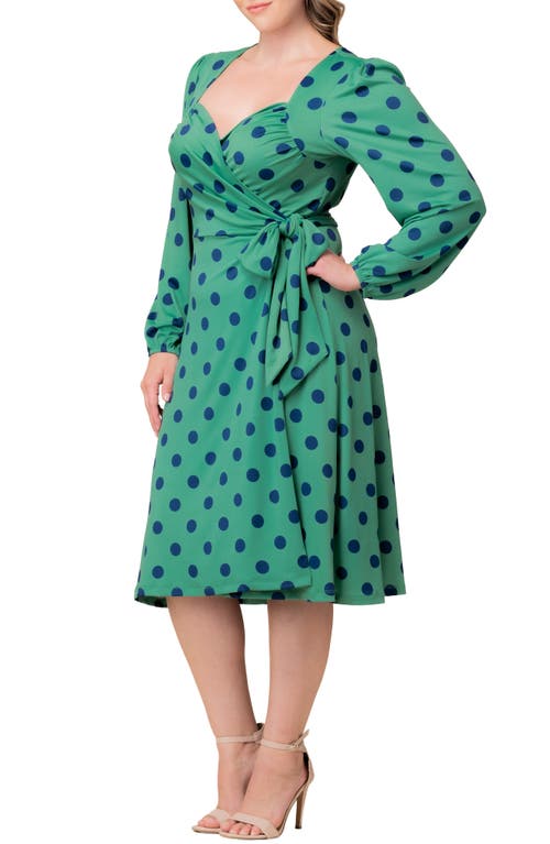 Kiyonna Soicialite Sweetheart Neck Wrap Dress In Green