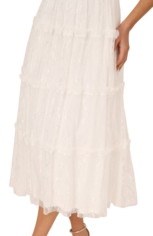 Shop Adrianna Papell Sleeveless Crepe & Lace Midi Cocktail Dress In Ivory