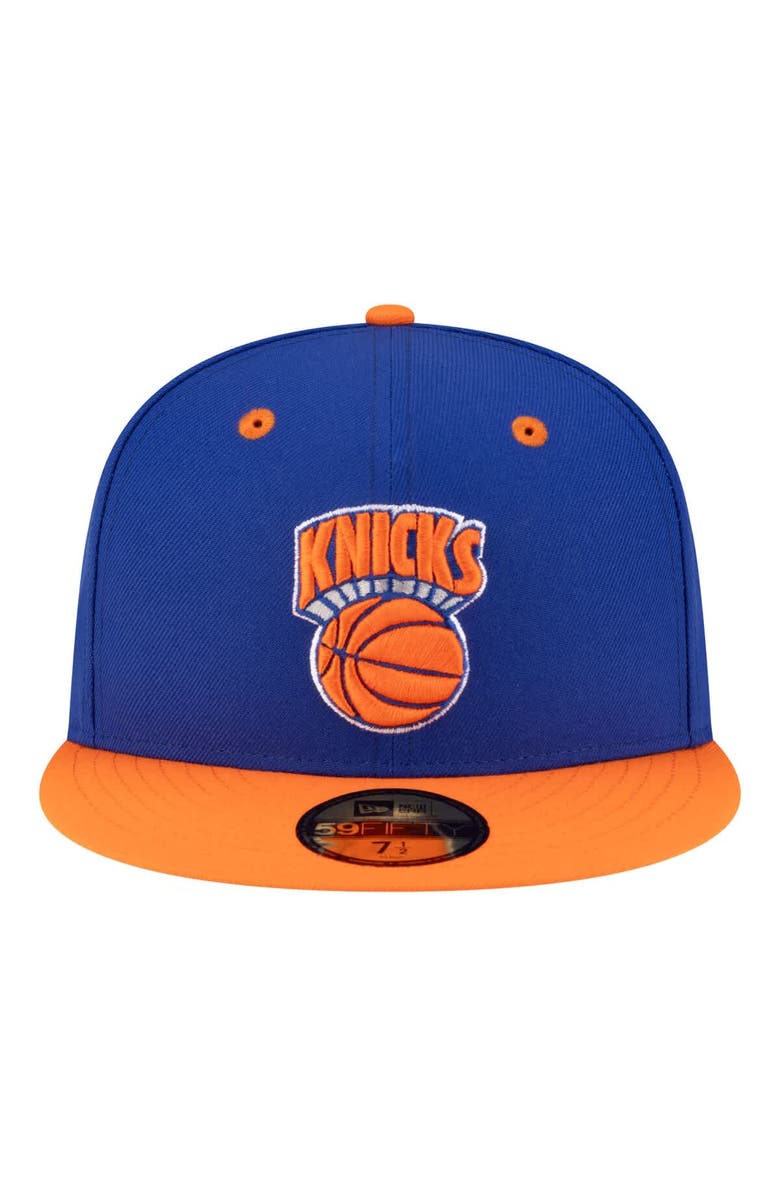 New Era Men's New Era Blue/Orange New York Knicks 80s Throwback 59FIFTY Fitted Hat, Alternate, color, Blue