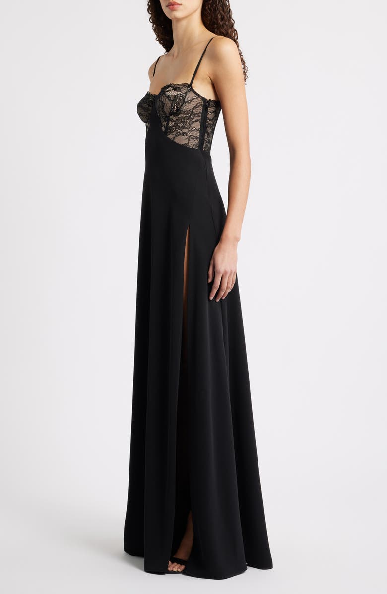 Black Halo Coressa Underwire Lace Inset Gown, Alternate, color, Black