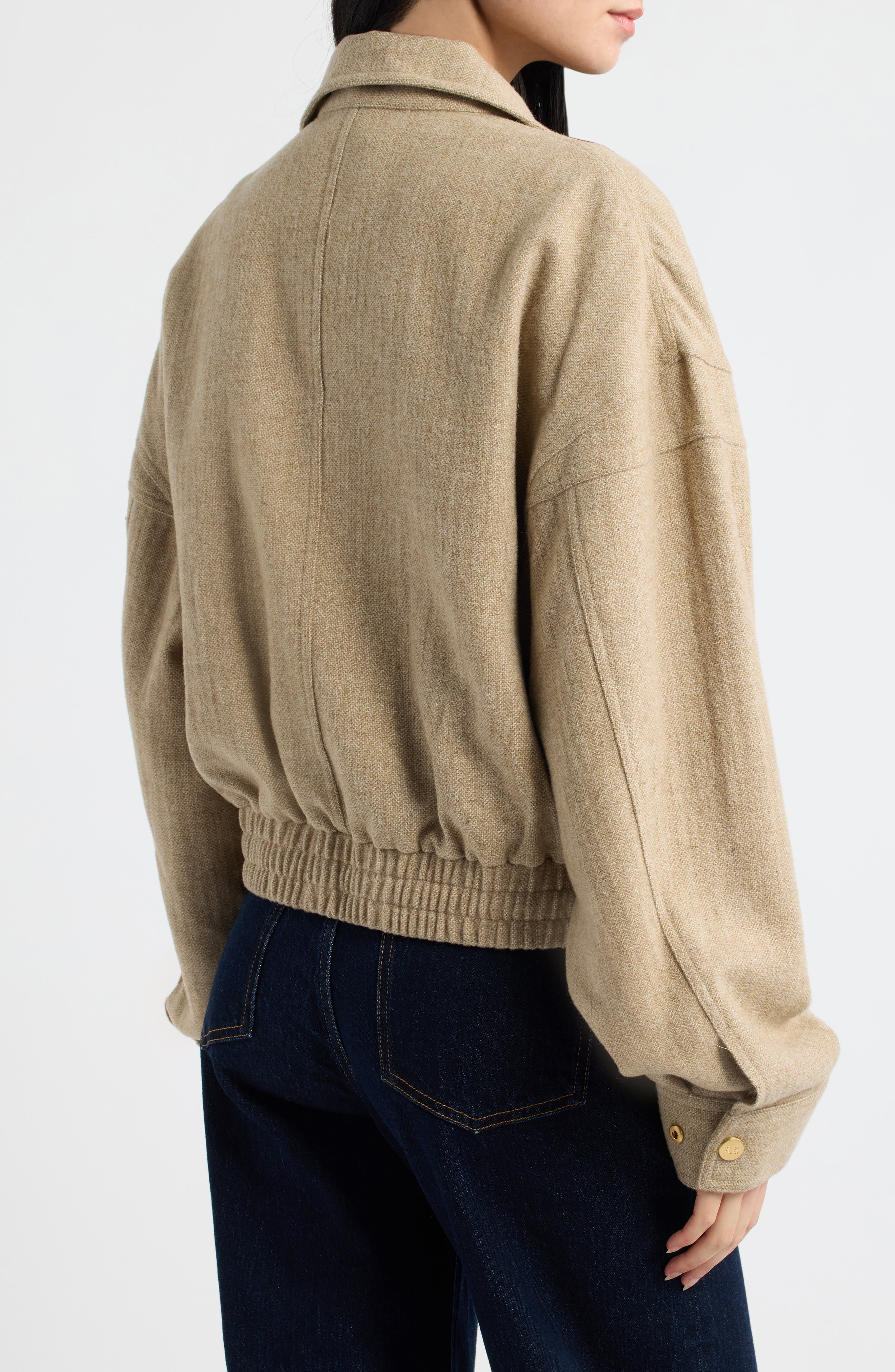 ROWING BLAZERS Herringbone Funnel Neck Wool Blend Jacket (Women ...