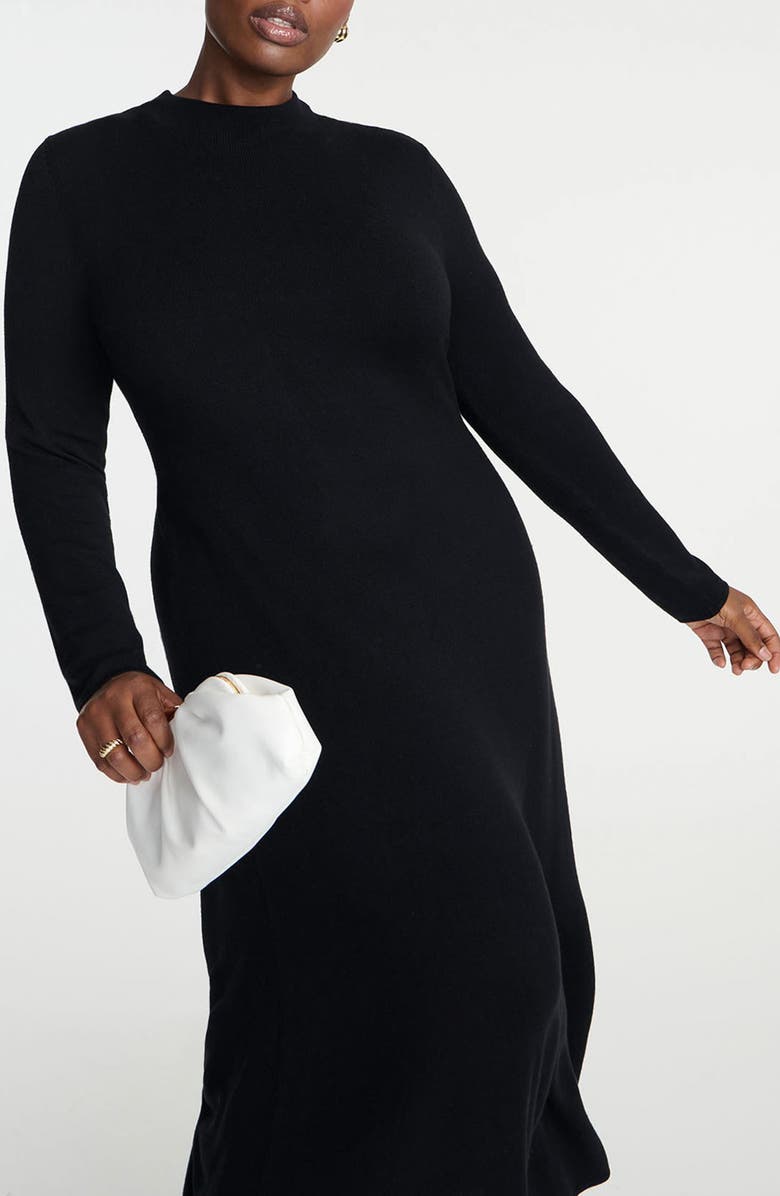 ELOQUII Mock Neck Long Sleeve Maxi Sweater Dress, Alternate, color, 