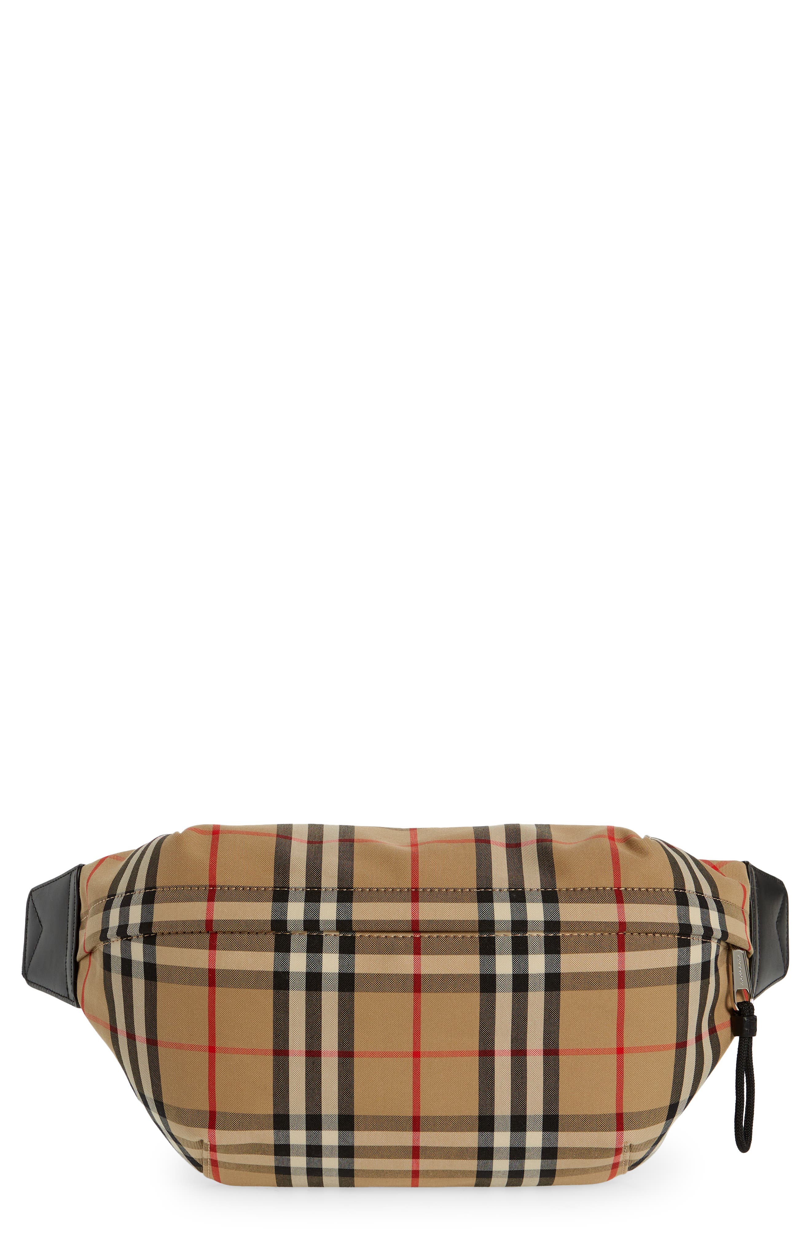Burberry Medium Sonny Check Canvas Belt Bag, Main, color, 