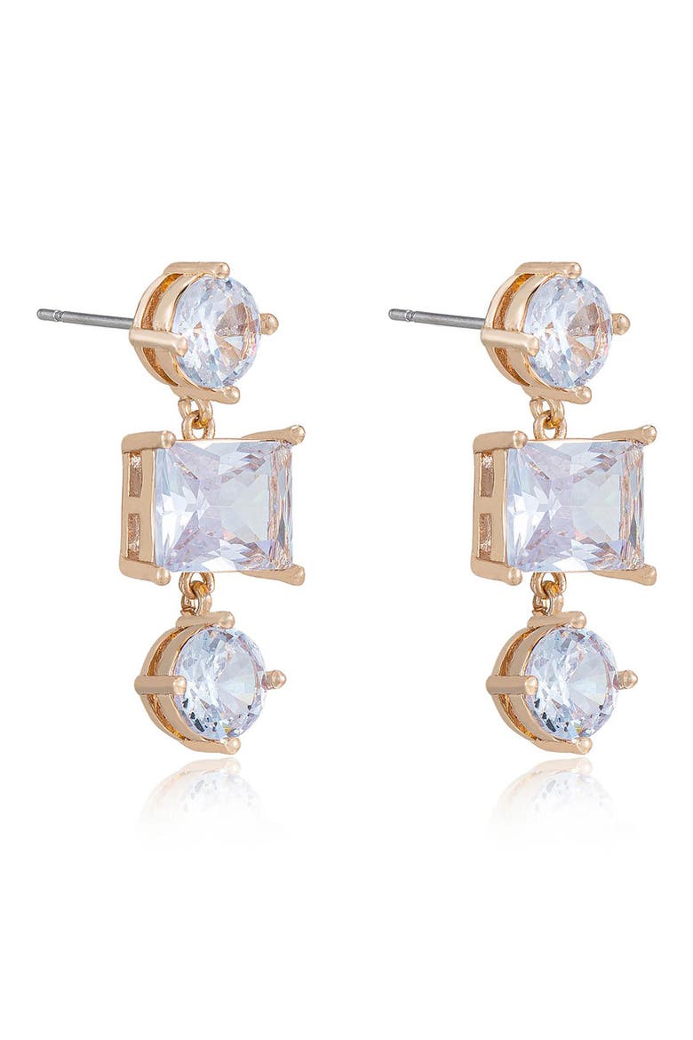 Cubic Zirconia Drop Earrings, Alternate, color, GOLD