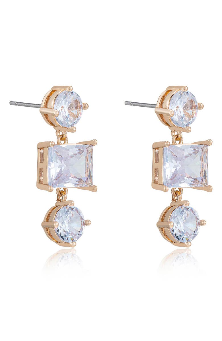 Ettika Cubic Zirconia Drop Earrings, Alternate, color, Gold
