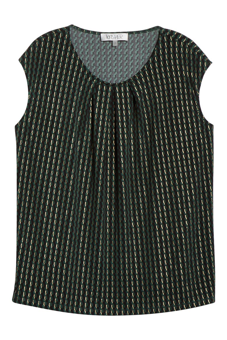 Pleat Neck Sleeveless Top, Alternate, color, EVERGREEN MULTI