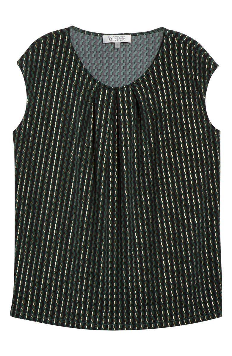 KASPER Pleat Neck Sleeveless Top, Alternate, color, Evergreen Multi
