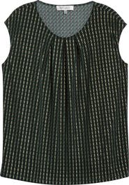 KASPER Pleat Neck Sleeveless Top