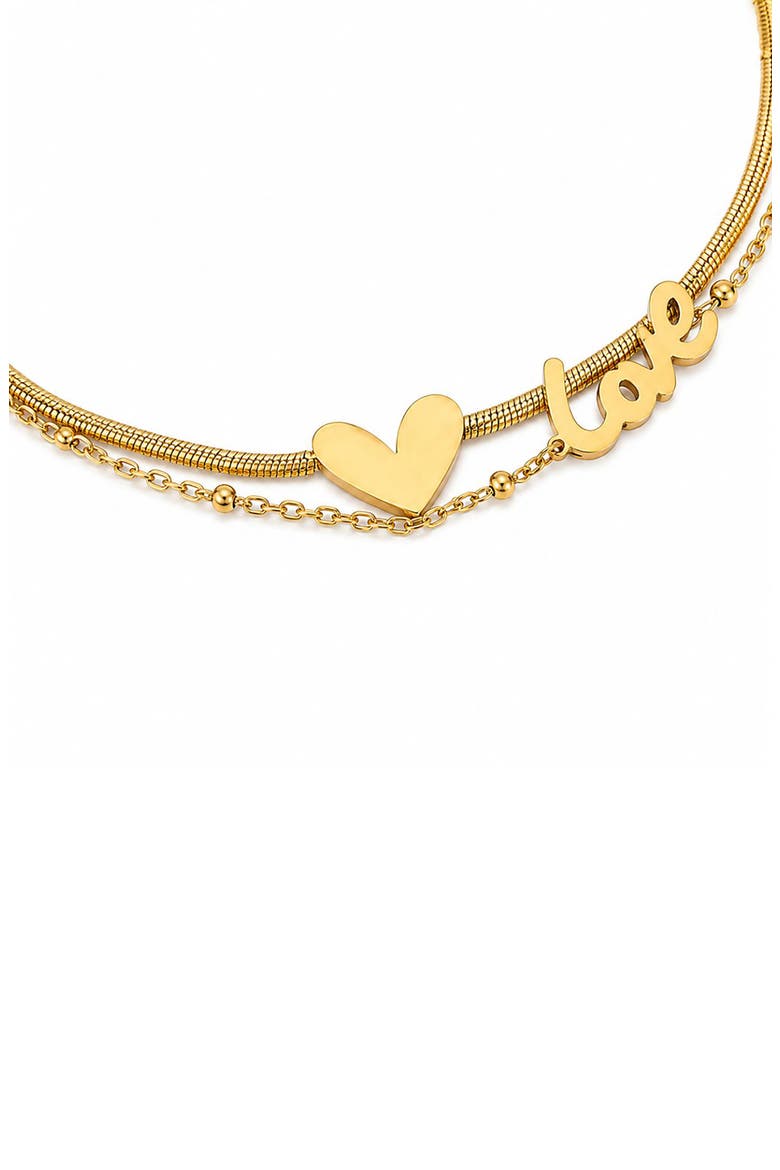 Love Heart Charm Layered Anklet, Alternate, color, GOLD