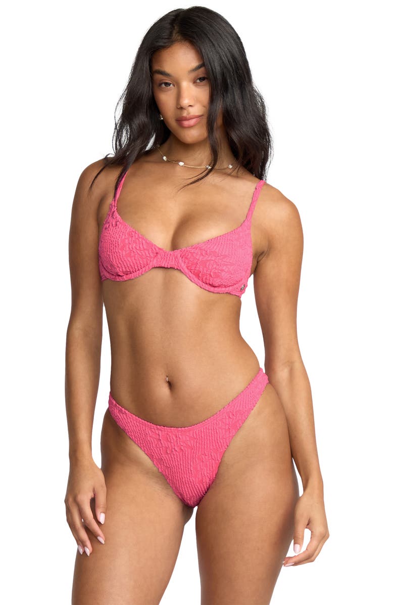 Billabong We're Wild Denim Underwire Bikini Top, Alternate, color, Paradise Pink