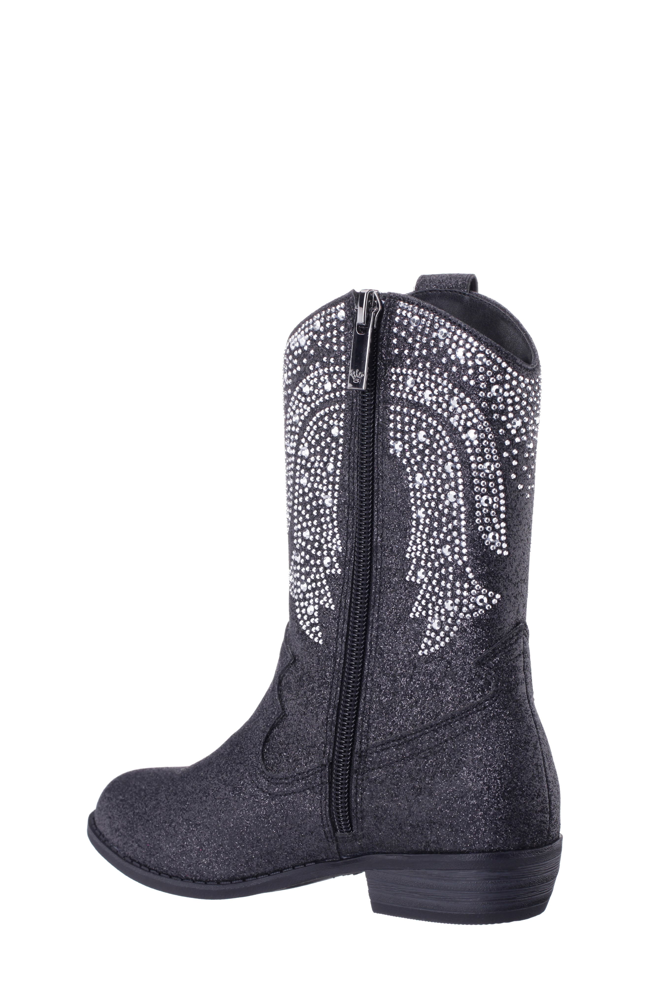 Nina Kids' Hawley Western Boot, Alternate, color, Black Glitter Stones