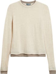 Griffen Double Trim Wool & Cashmere Crewneck Sweater