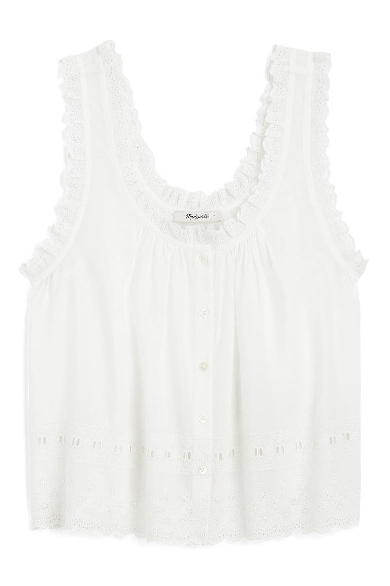 Embroidered Scalloped Tank Top, Alternate, color, WHITE