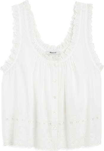 メイドウェル Madewell Ribbed Boatneck Tank レディース シャツ トップス Eyelet White Ribbed Boatneck Tank | Madewell