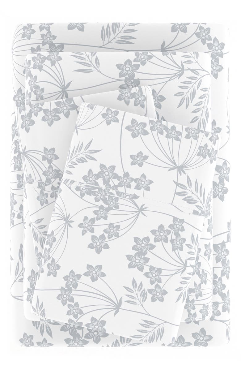 HOMESPUN HOME SPUN Premium Ultra Soft Chantilly Lace Style Pattern 4-Piece Bed Sheets Set, Alternate, color, Light Blue