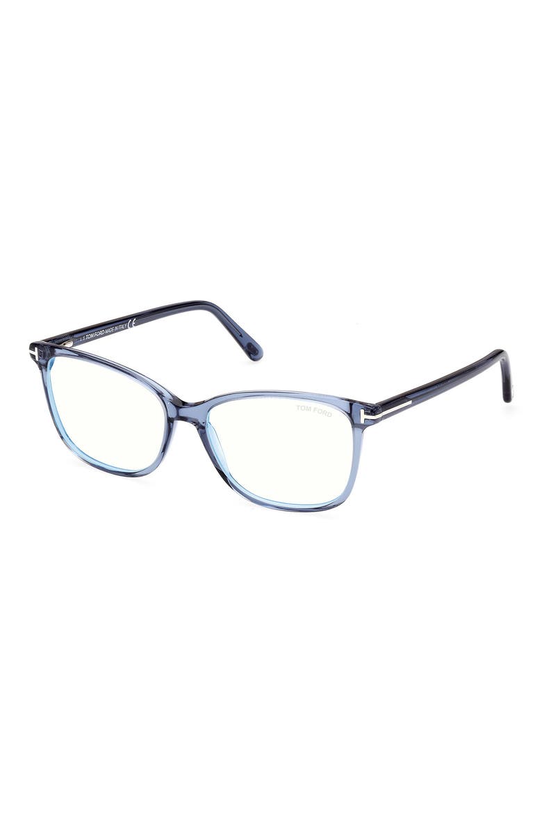 56mm Rectangular Blue Light Blocking Glasses, Alternate, color, SHINY BLUE