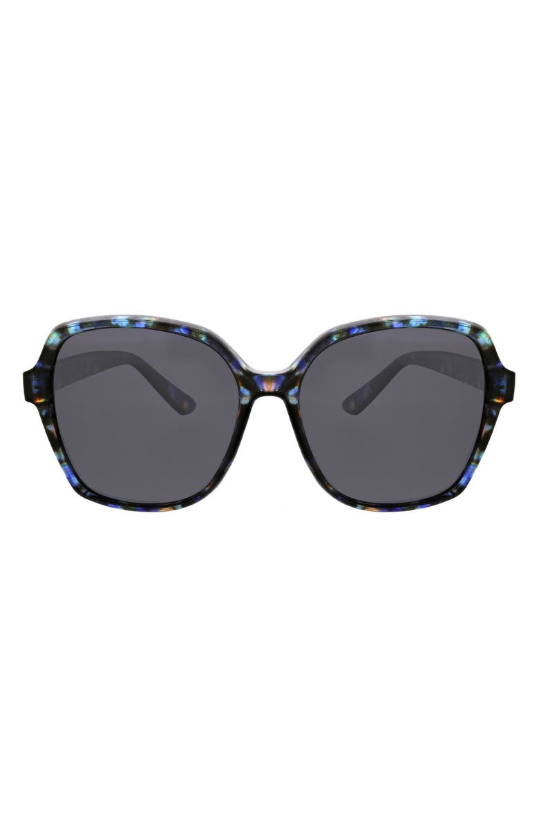 Oscar de la Renta Angled Modern 58mm Square Polarized Sunglasses, Main, color, Blue Demi