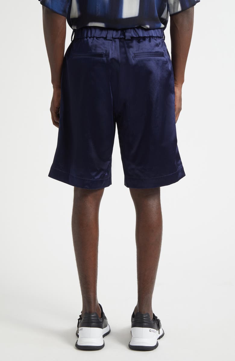 Givenchy Flat Front Satin Bermuda Shorts, Alternate, color, Navy