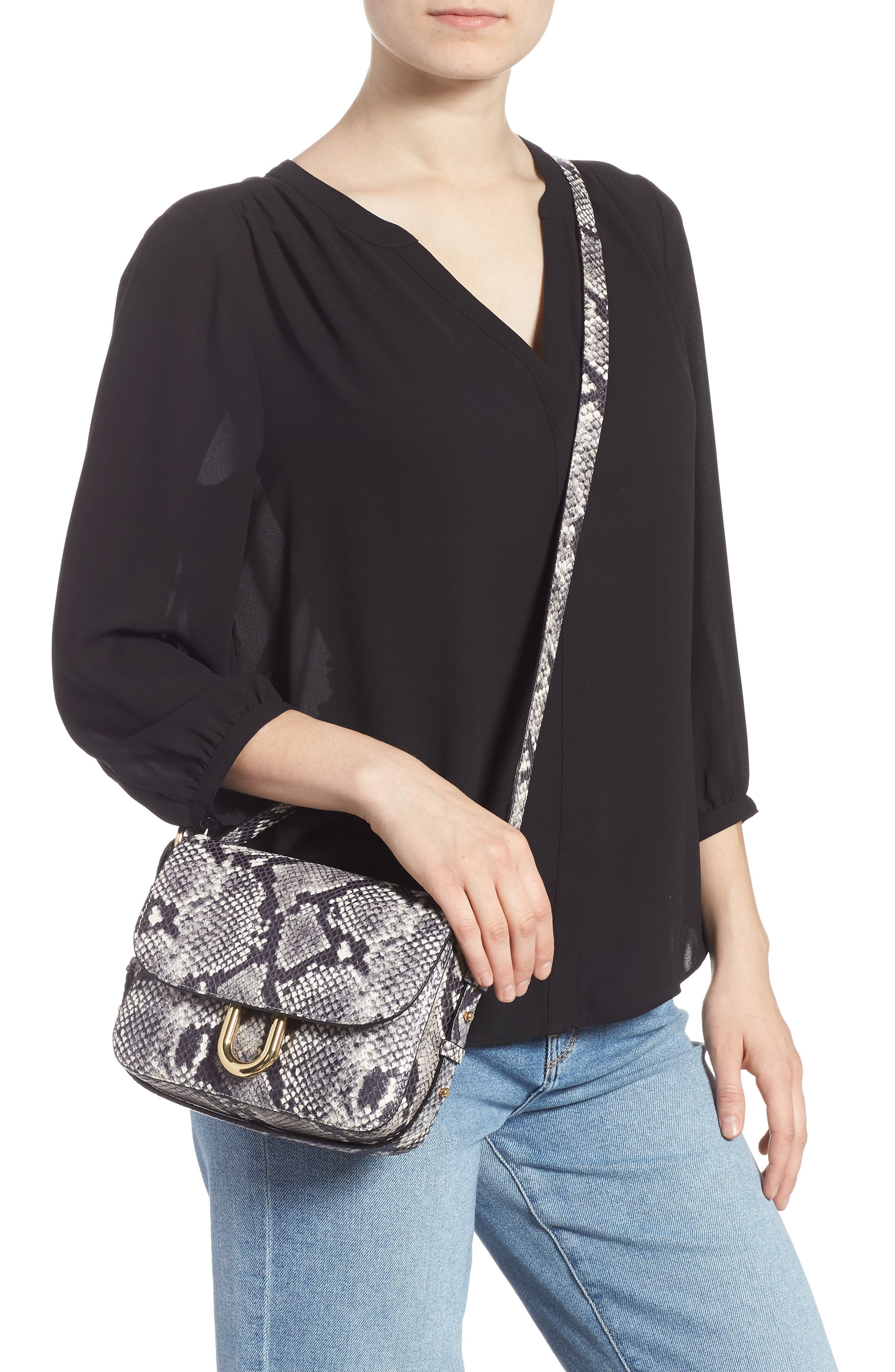 J.Crew Harper Snake Embossed Leather Crossbody Bag, Alternate, color, 