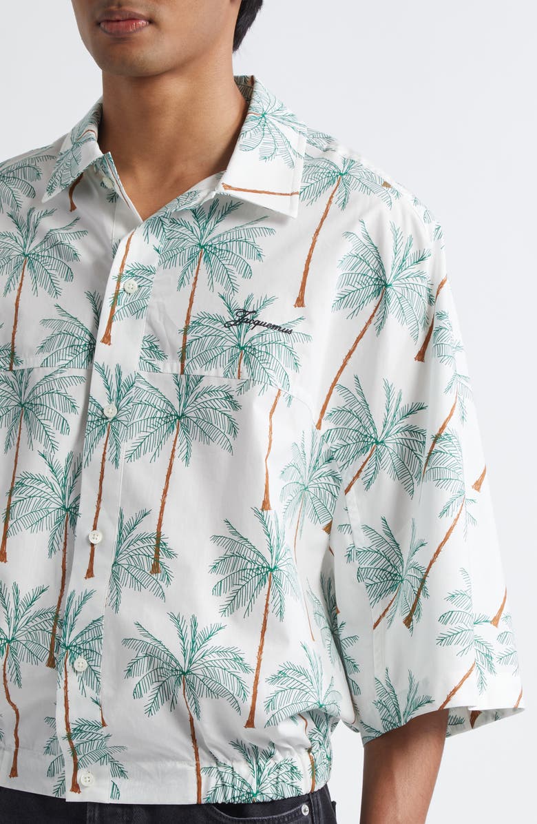Jacquemus La Chemise Canevas Button-Up Shirt, Alternate, color, Print Palmtrees Drawing W