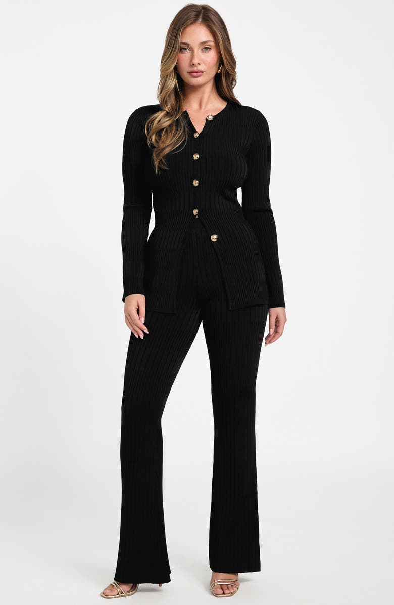Marciano Janet Rib Cardigan, Alternate, color, Jet Black A996