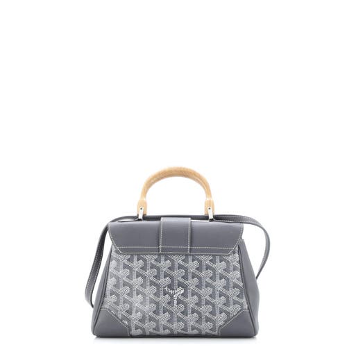 Pre-owned Goyard  Goyard Saigon Top Handle Bag Coated Canvas With Leather Mini In Gray