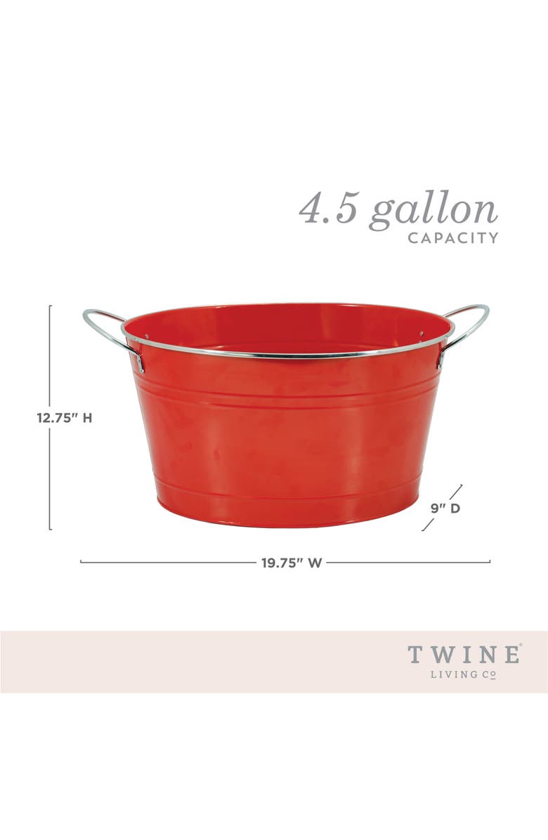 TWINE Big Red Galvanized Metal Beverage Tub, Alternate, color, Red