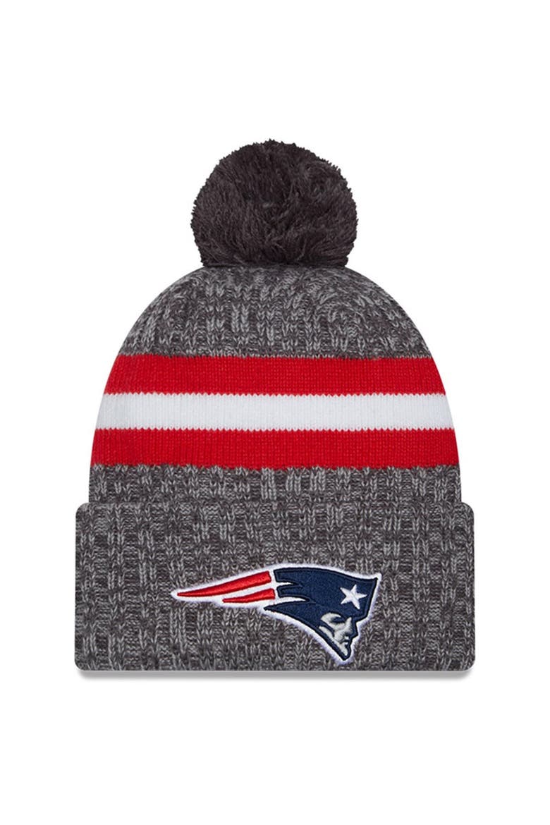 Men's New Era  Gray New England Patriots 2023 Sideline Sport Cuffed Pom Knit Hat, Main, color, Gray