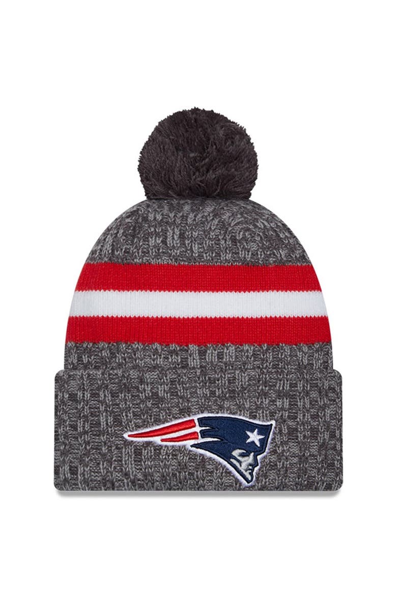 New Era Men's New Era Gray New England Patriots 2023 Sideline Sport Cuffed Pom Knit Hat, Main, color, Gray