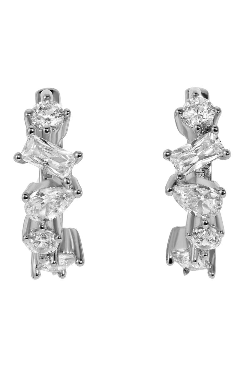 Mavis Huggie Hoop Earrings, Alternate, color, SILVER