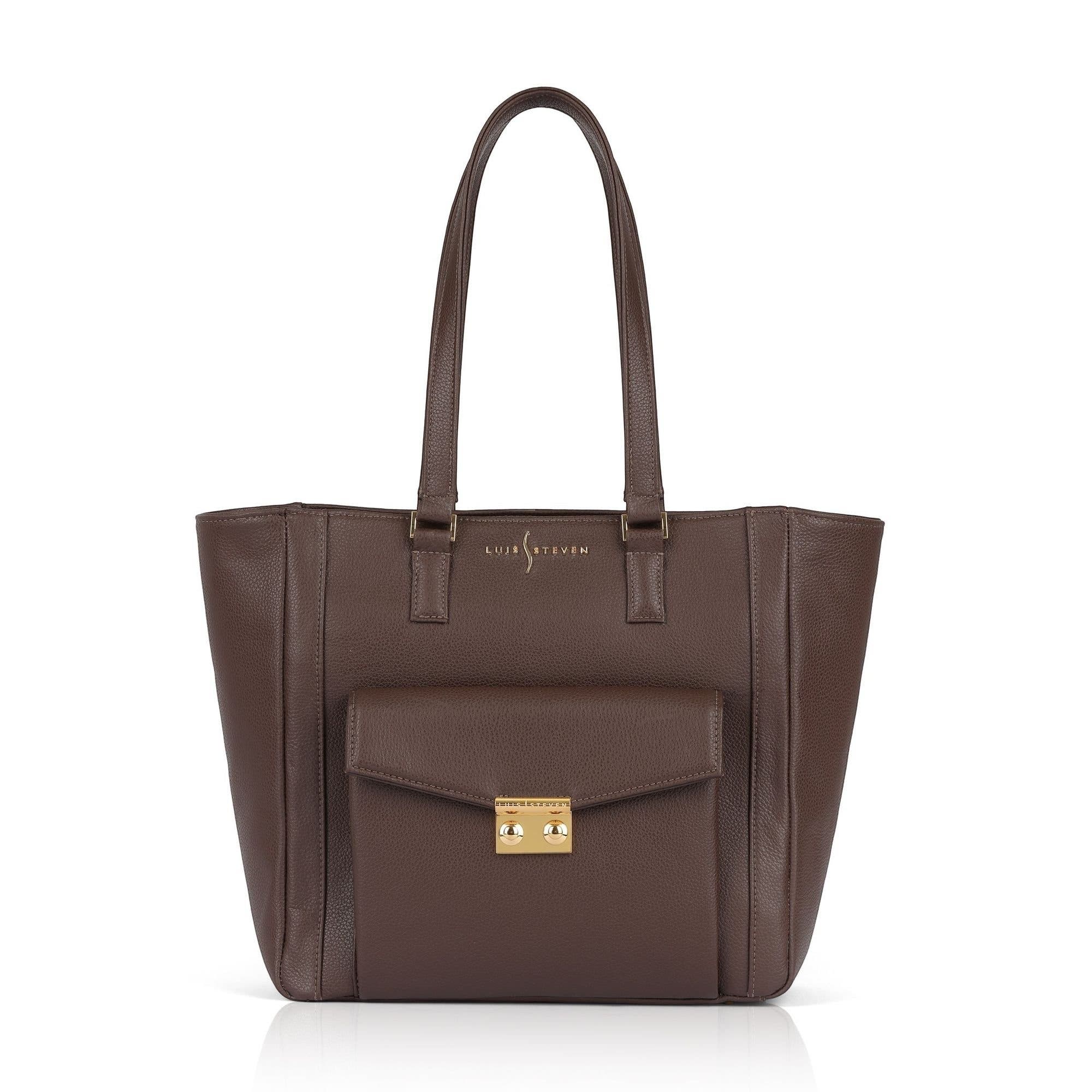 Classic Tote with Front Lock, Main, color, Brown