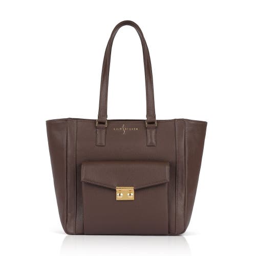 Luis Steven Classic Tote With Front Lock In Brown