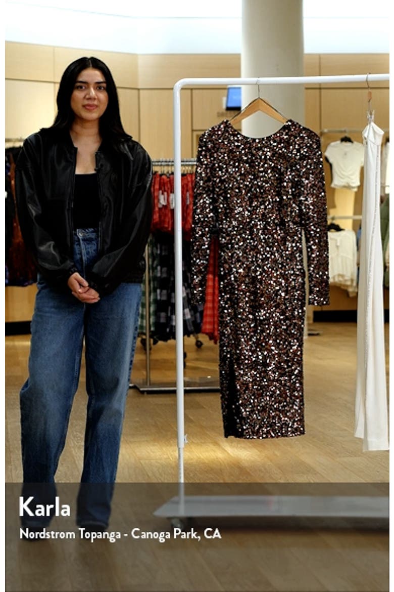 Natalie Sequin Long Sleeve Sheath Dress video