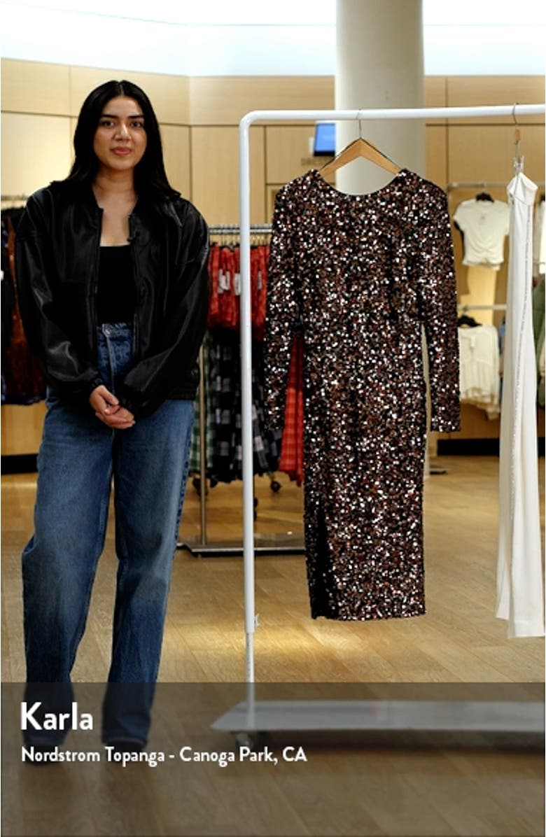Natalie Sequin Long Sleeve Sheath Dress, sales video thumbnail