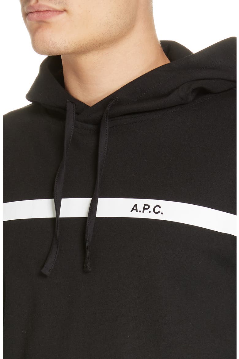 Logo Stripe Hooded Sweatshirt, Alternate, color, NOIR
