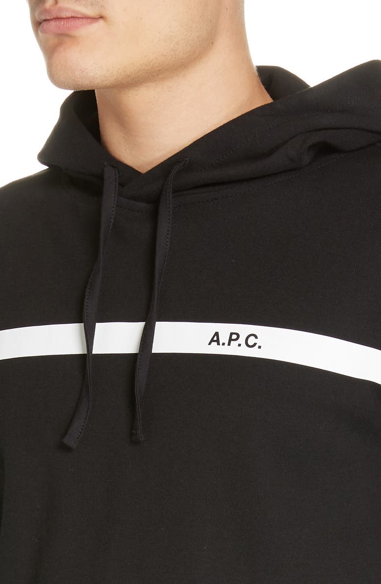 A.P.C. Logo Stripe Hooded Sweatshirt, Alternate, color, 