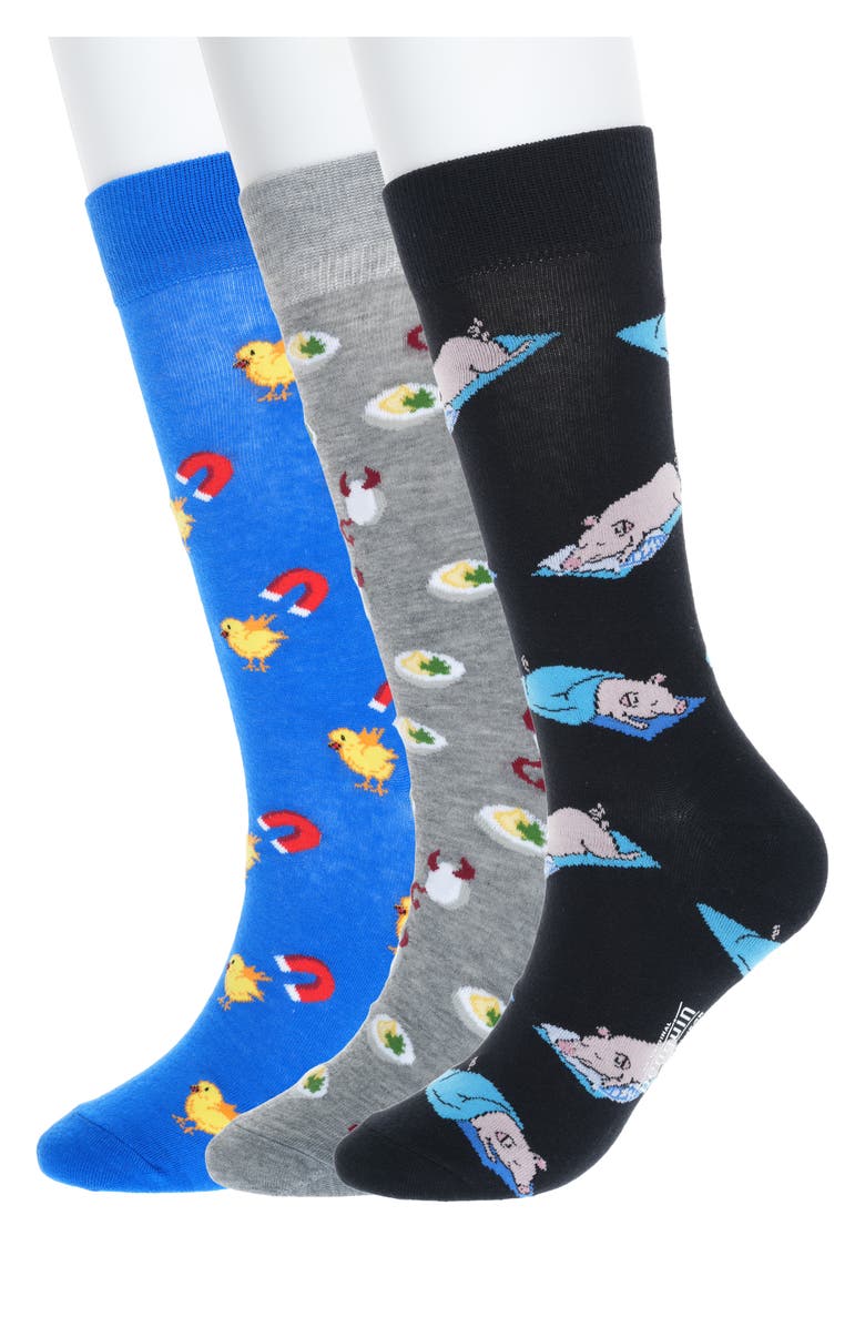 Original Penguin Assorted 3-Pack Crew Socks, Main, color, Black