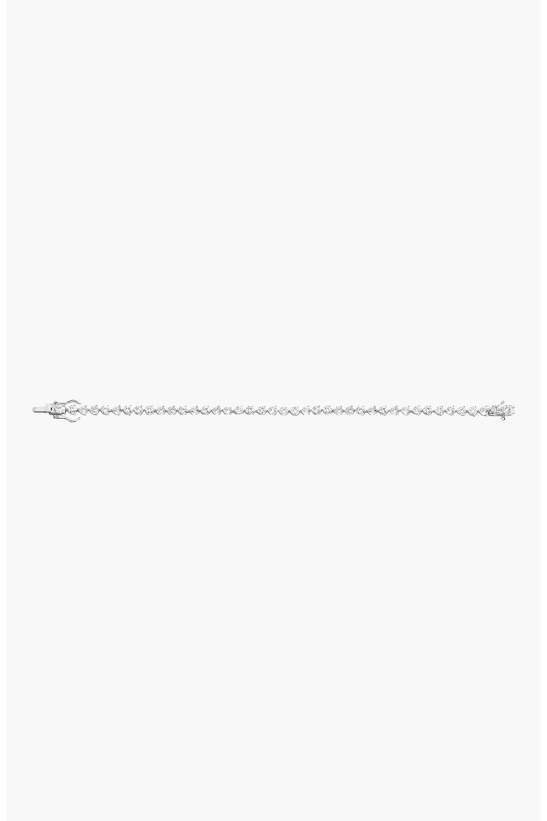 Lab Grown White Sapphire Three Prong Tennis Bracelet, Alternate, color, White Gold Vermeil