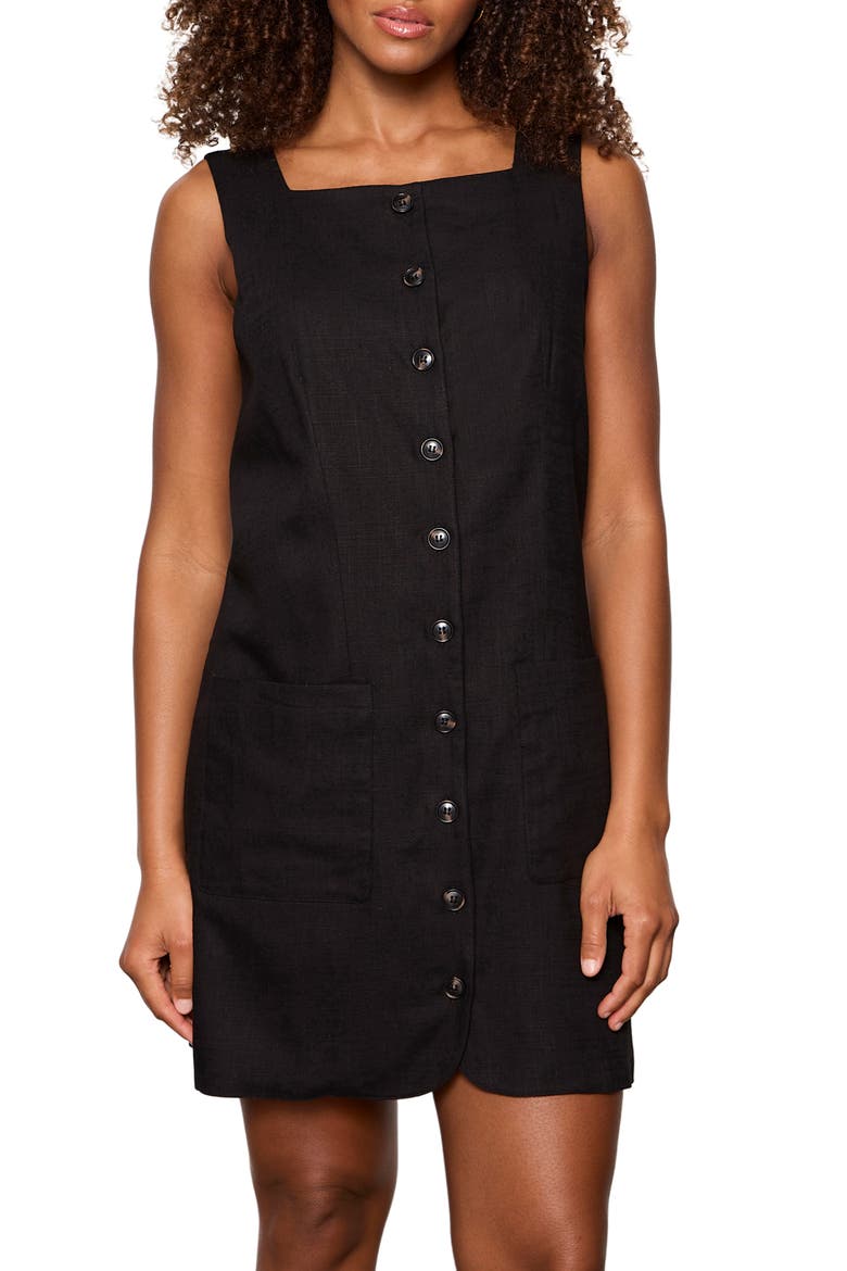 Sleeveless Square Neck Minidress, Alternate, color, BLACK