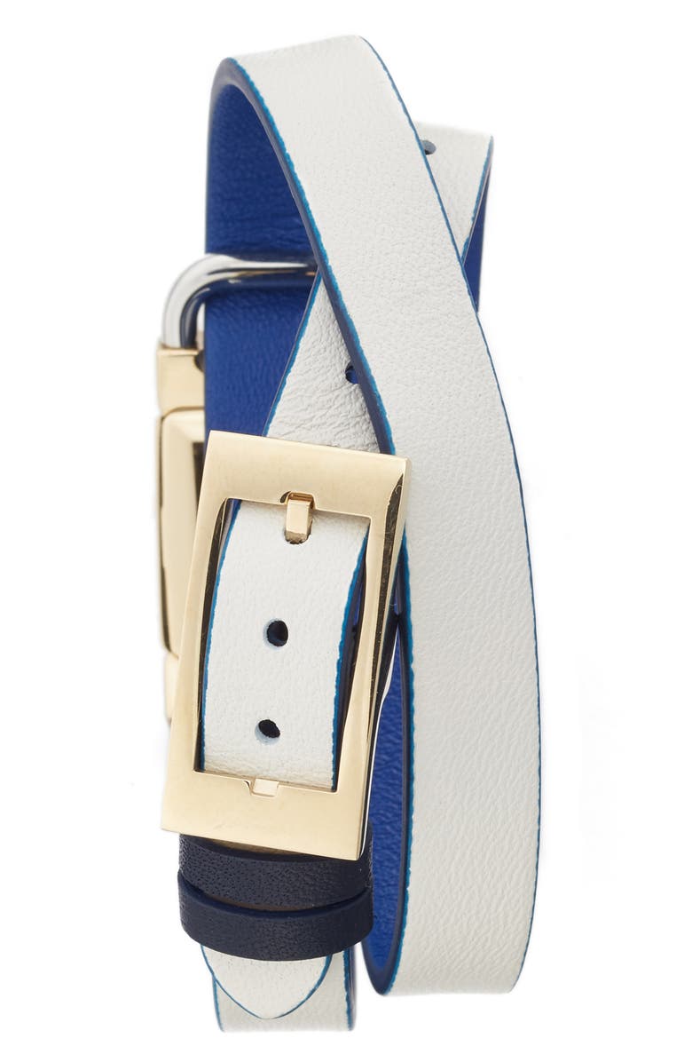 Tory Burch Double T Link Reversible Wrap Leather Strap Watch, 19mm x 23mm, Alternate, color, 