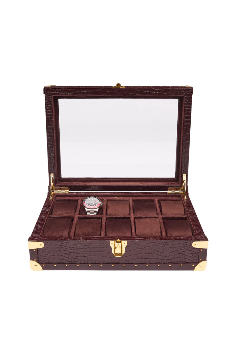 Brompton Optic Ten Watch Box, Main, color, Brown