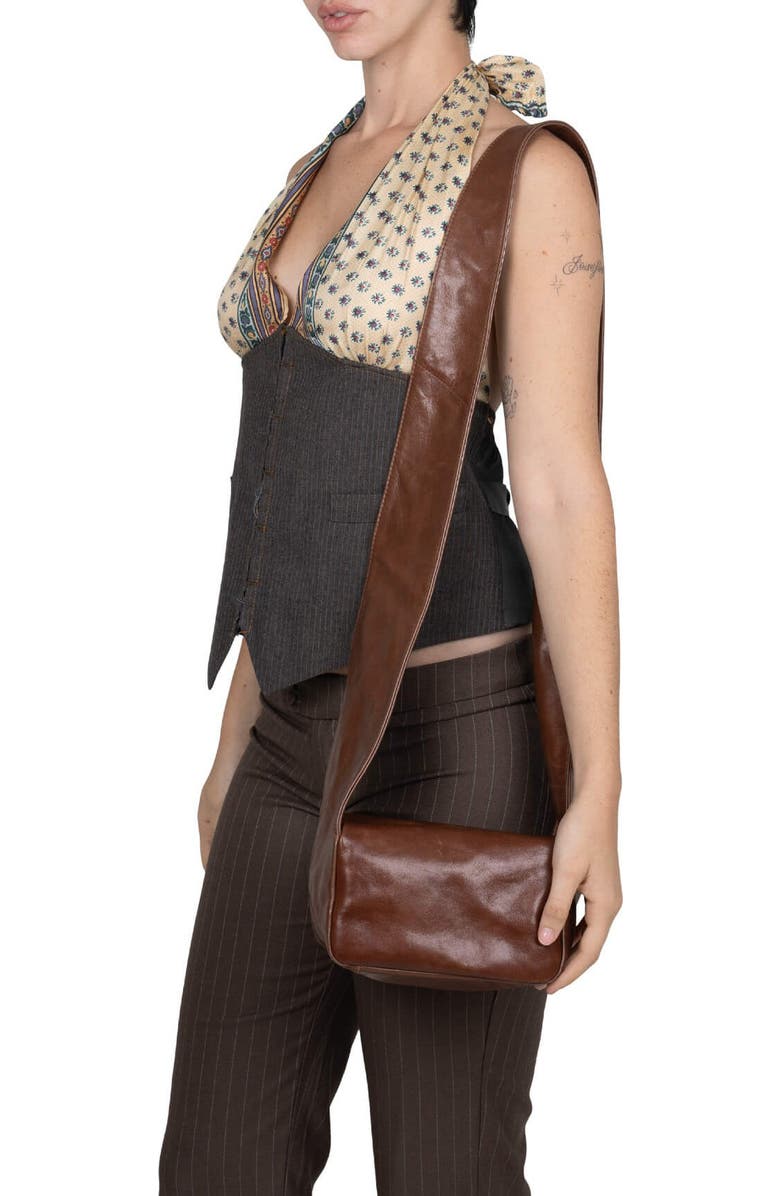 Jeffrey Campbell Boxed-Up Leather Crossbody Bag, Alternate, color, Coffee