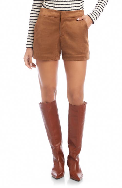 Fifteen Twenty Faux Suede High Waist Shorts In Brown