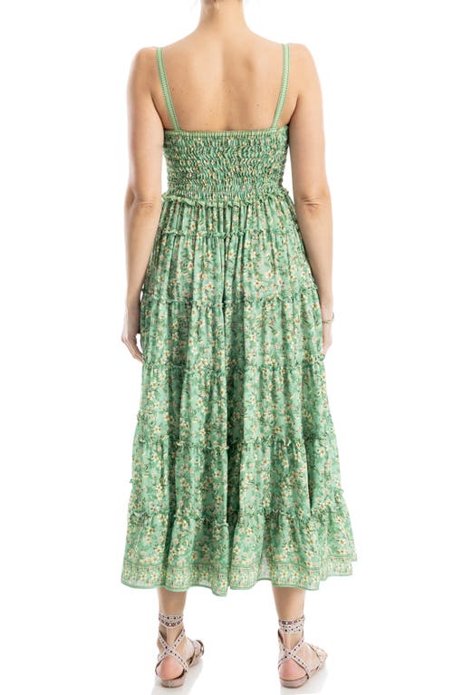 Shop Max Studio Floral Print Maxi Dress In Green Tossed Meadow