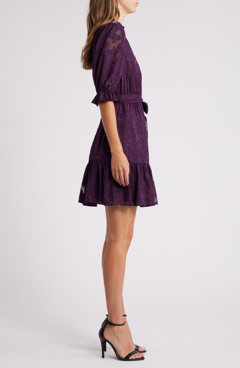 Eliza J Metallic Puff Sleeve Chiffon Cocktail Dress, Alternate, color,