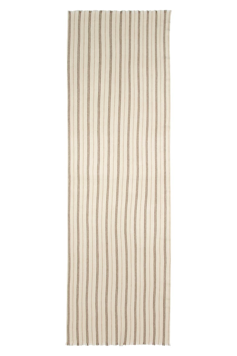 Messa Stripe Cashmere Fringe Scarf, Alternate, color, CREAM