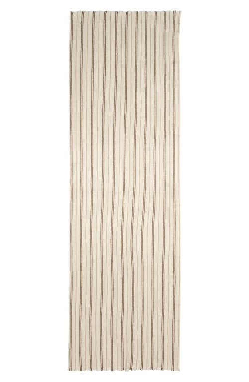 Vince Messa Stripe Cashmere Fringe Scarf In Cream