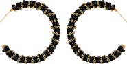 Panacea Onyx Bead & Chain Wrapped Hoop Earrings