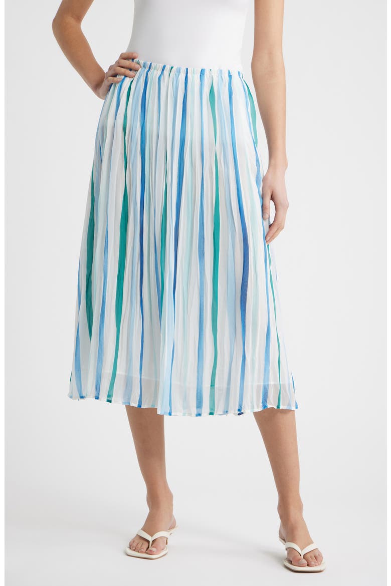 Pleated Midi Skirt, Main, color, SEA GLASS BRUSH STROKE