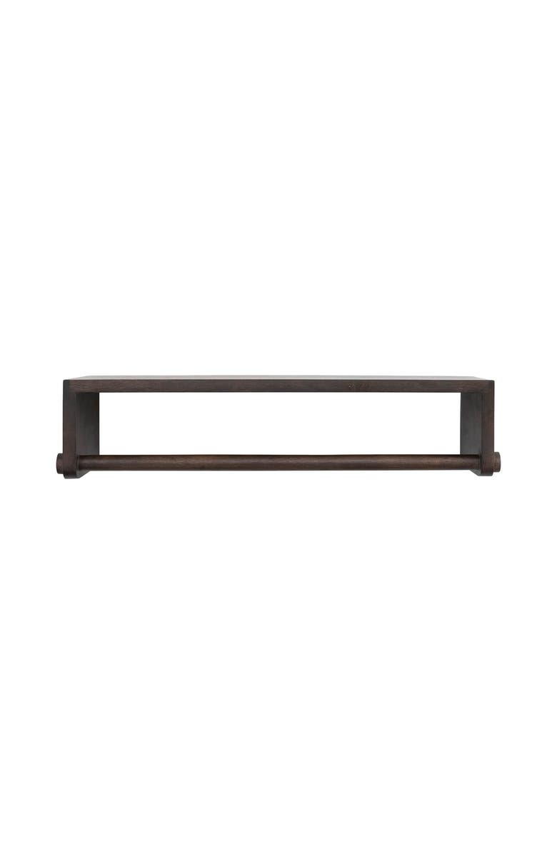 Storied Home Mango Wood Wall Shelf with Rod, Main, color, Brown